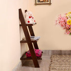 Furniture Wooden Corner Bookcase for Living Room | Corner Wall Shelve (3 Tier Shelve, Brown Finish)