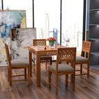 Sheesham Wood CNC Cutting Dining Table with 4 Chairs, | 4 Seater Dining Set