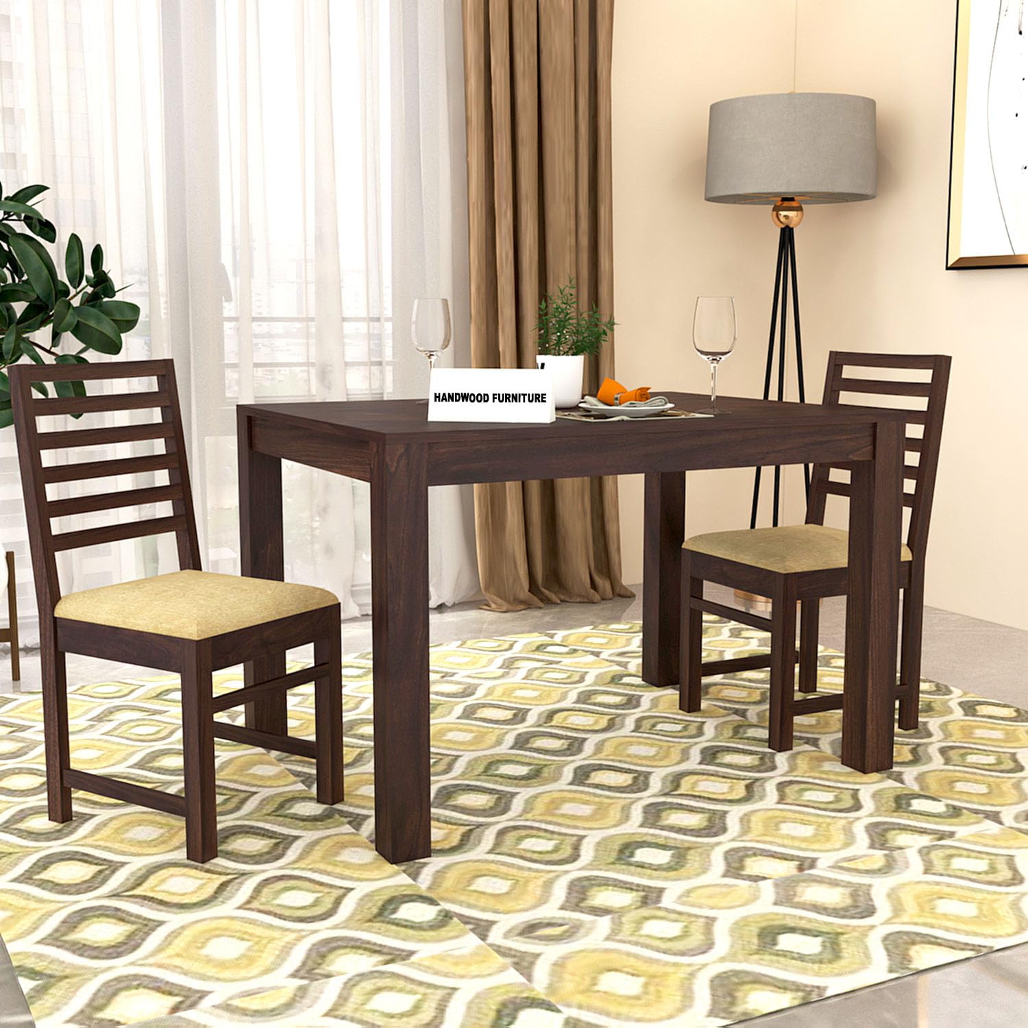 Premium Sheesham Wood Dining Table(45x30) with 2 Chairs | 2 Seater Dining Set | Wooden Dining Table with Chair | Dining Room Furniture