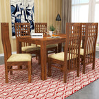 Sheesham Wood Dining Table(57x35) with 6 Chairs | 6 Seater Dining Set | Wooden Dining Table with Chair - Dining Room Furniture