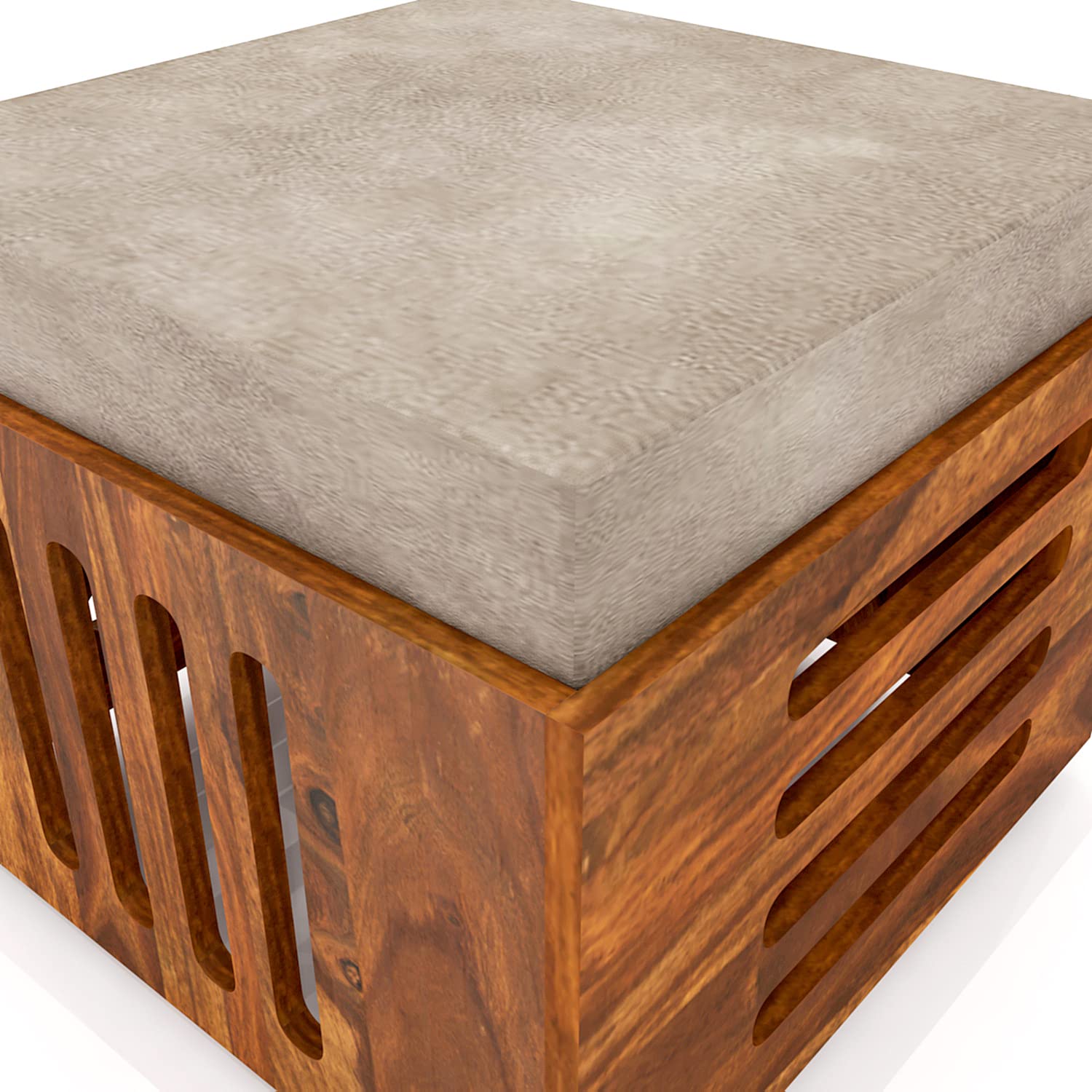 Solid Sheesham Wood Coffee Table for Living Room/Center Table with 2 Stools