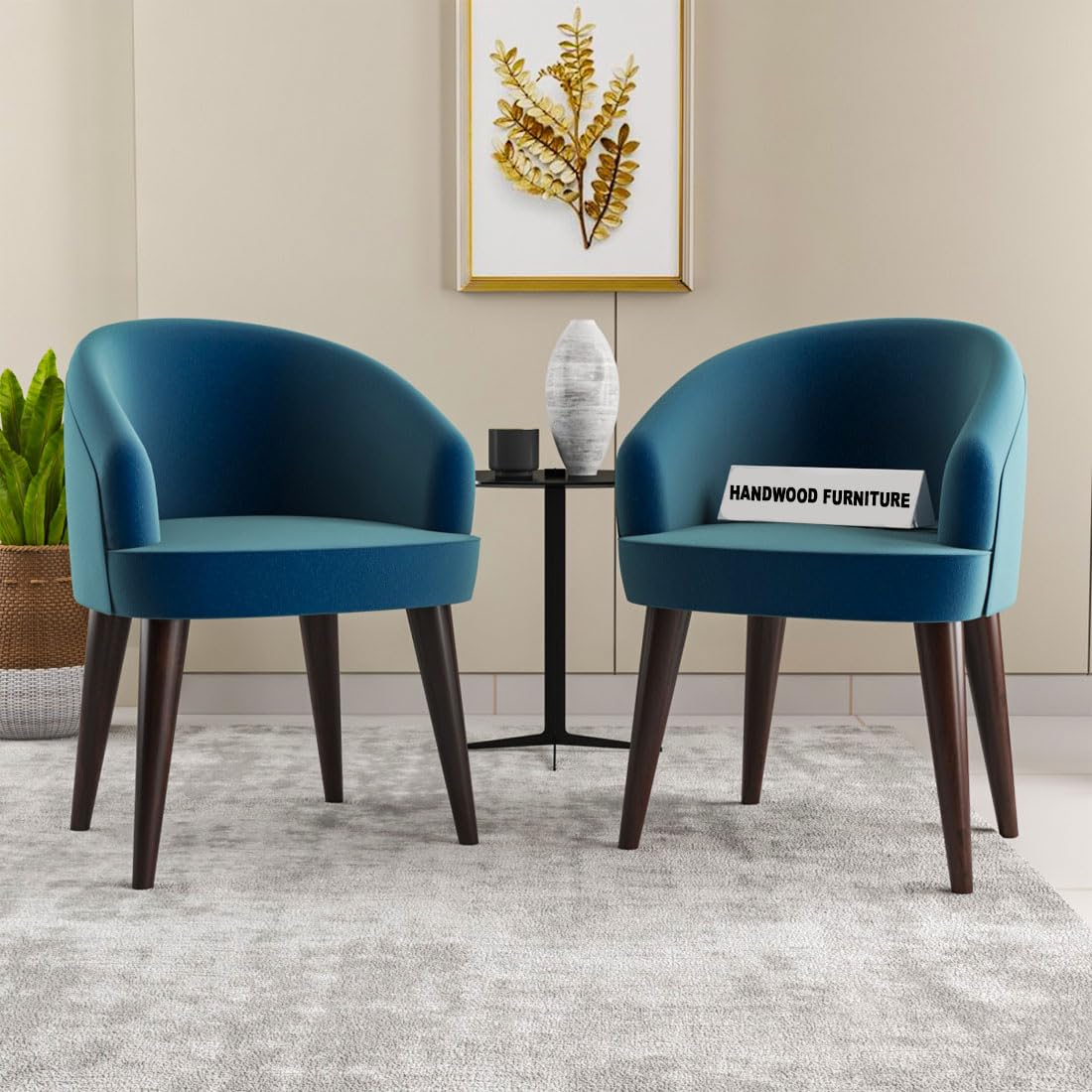 Modern Home Furniture|Solid Wood Cushion Dining Chair Set of 2 with Velvet Fabric | Study Chair for Home & Office