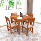 Premium Sheesham Wood Dining Table (34x34) with 4 Chairs |4 Seater Dining Set | Wooden Dining Table with Chair | Dining Room Furniture