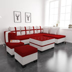 8 Seater Sofa Set, L Shape Sofa (Right Facing) 2 Ottoman, 6 Small Pillow with Coffee Table | Sofa for Home & Office Furniture