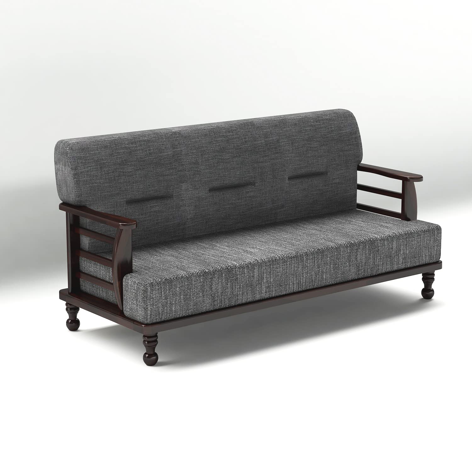 Solid Wood 3 Seater Wooden Sofa Set for Living Room Furniture Fabric 3 Seater Sofa
