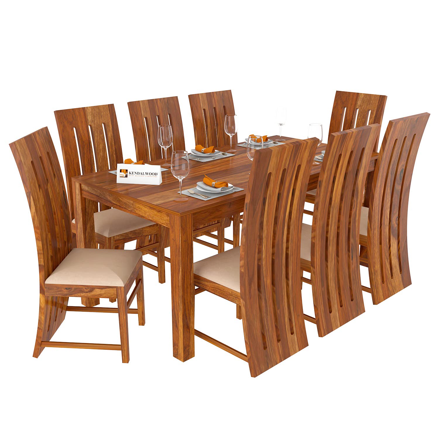 Solid (Sheesham) Wood Dining Table with 8 Chairs | 8 Seater Dining Set