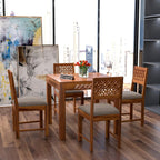 Premium Sheesham Wood Dining Table (34x34) with 4 Chairs |4 Seater Dining Set | Wooden Dining Table with Chair | Dining Room Furniture