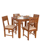 Sheesham Wood CNC Cutting Dining Table with 4 Chairs, | 4 Seater Dining Set