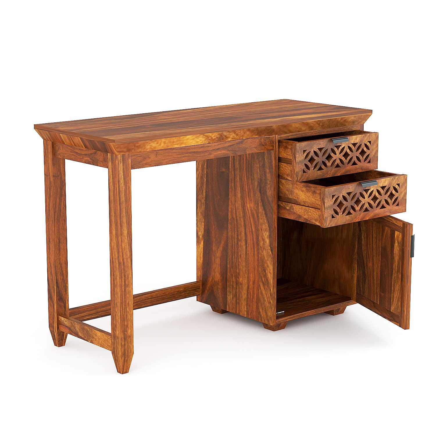 Laptop Table Living Room Table (Without Chair), Office Desk Solid Wood Study Table (Honey Finish)