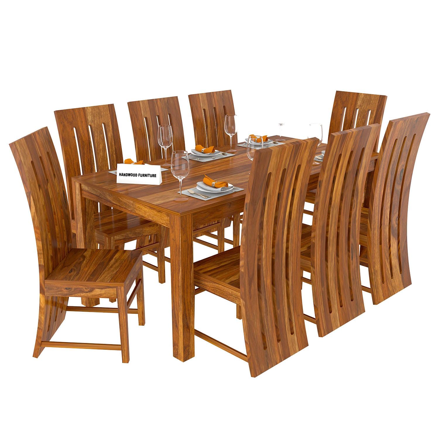 Sheesham Wood Dining Table (78x35) with 8 Chairs | 8 Seater Dining Set | Wooden Dining Table with Chair | Dining Room Furniture