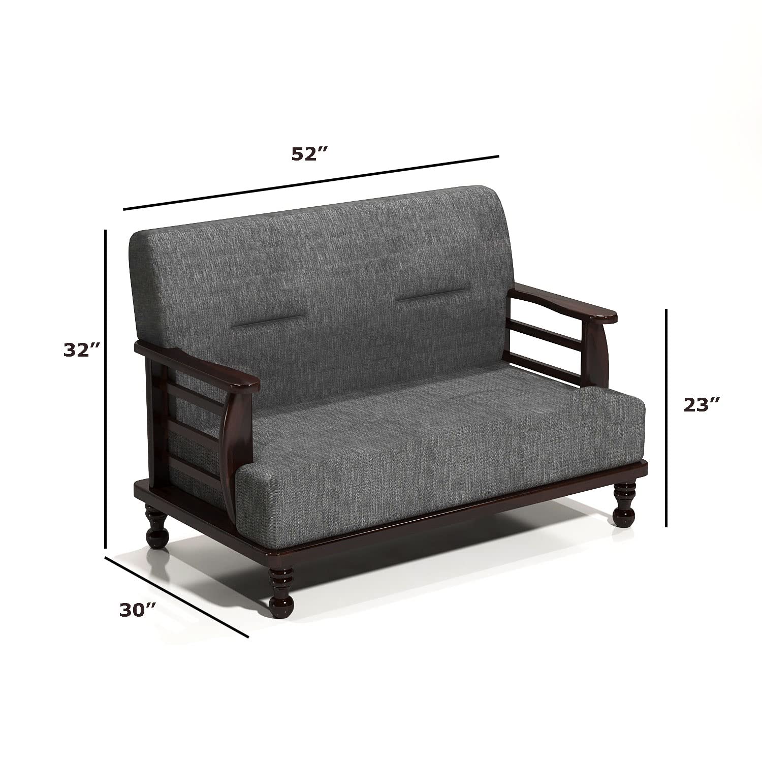 Solid Wood 2 Seater Wooden Sofa Set for Living Room Furniture Fabric 2 Seater Sofa