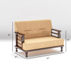 Solid Wood 2 Seater Wooden Sofa Set for Living Room Furniture Fabric 2 Seater Sofa