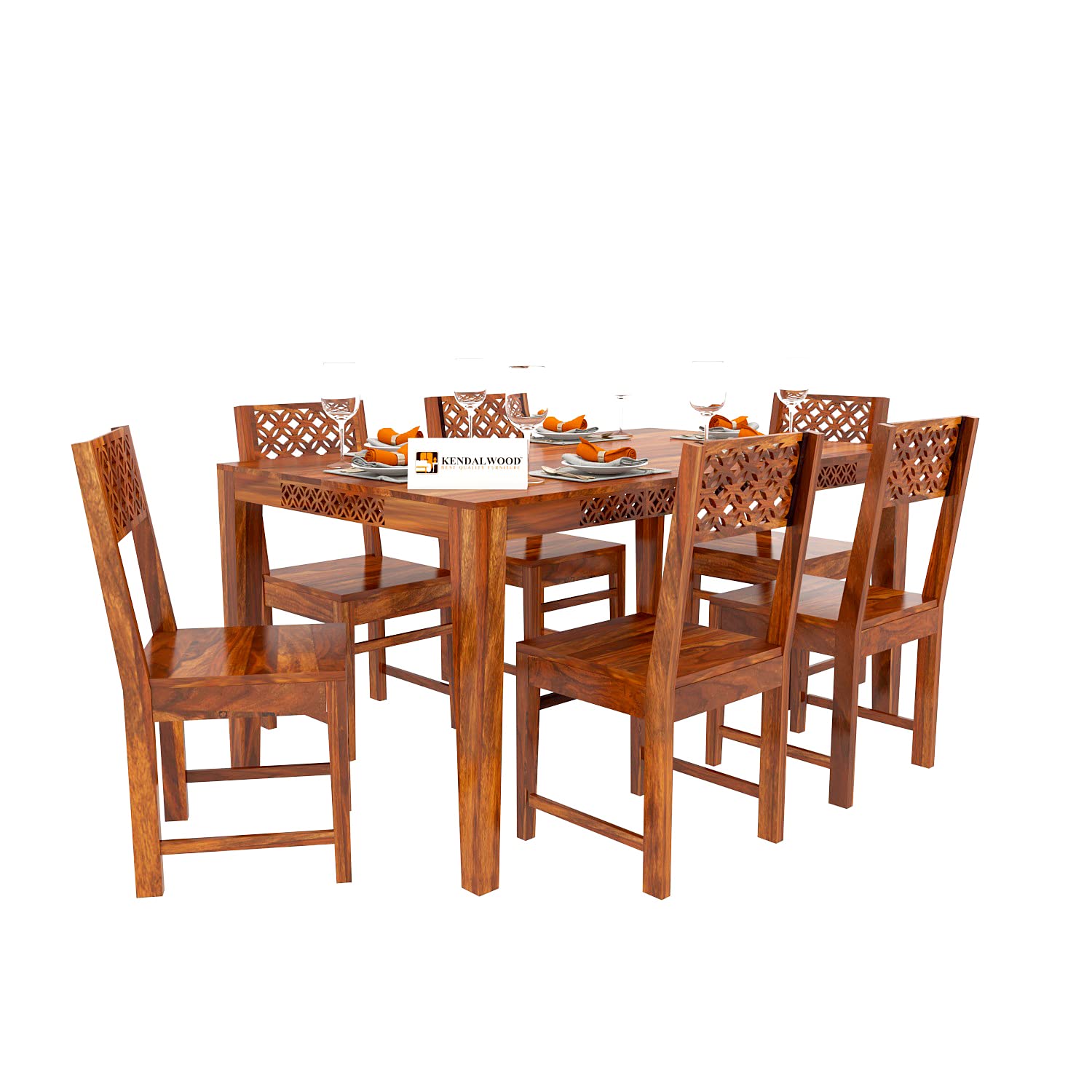 Solid Sheesham Wood Dining Table 6 Seater | Wooden 6 Seater Dinning Table Set