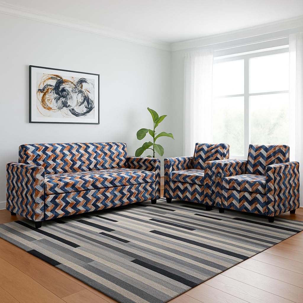 5 Seater Fabric Sofa Set for Living Room Furniture | 3 + 1 + 1 for Home & Office
