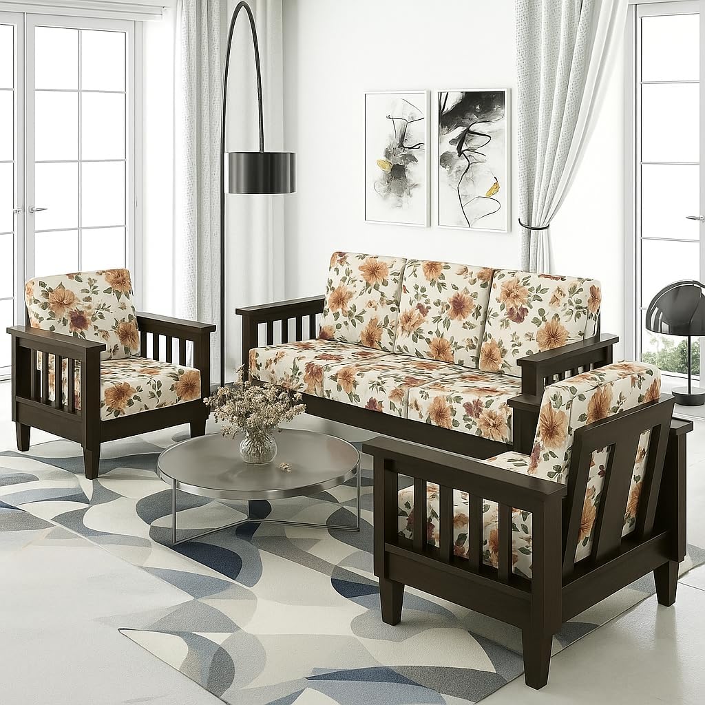 Solid Sheesham Wood Sofa Set | 5 Seater Wooden Sofa Set | 3+1+1 Sofa | Sofa Set