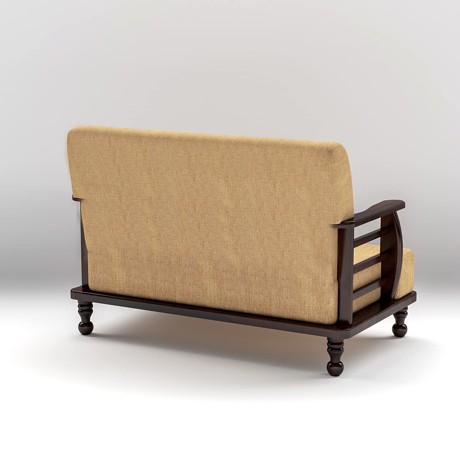Solid Wood 2 Seater Wooden Sofa Set for Living Room Furniture Fabric 2 Seater Sofa