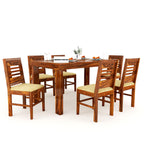 Sheesham Wood Dining Table(57x35) with 6 Chairs | 6 Seater Dining Set | Wooden Dining Table with Chair - Dining Room Furniture