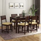 Sheesham Wood Dining Table(57x35) with 6 Chairs | 6 Seater Dining Set | Wooden Dining Table with Chair - Dining Room Furniture