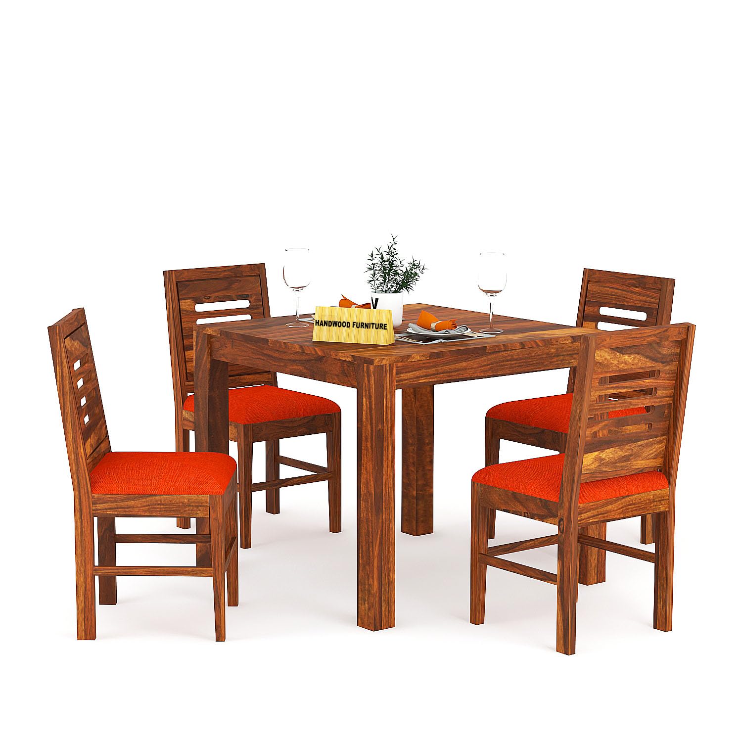 Premium Sheesham Wood Dining Table (34x34) with 4 Chairs |4 Seater Dining Set | Wooden Dining Table with Chair | Dining Room Furniture