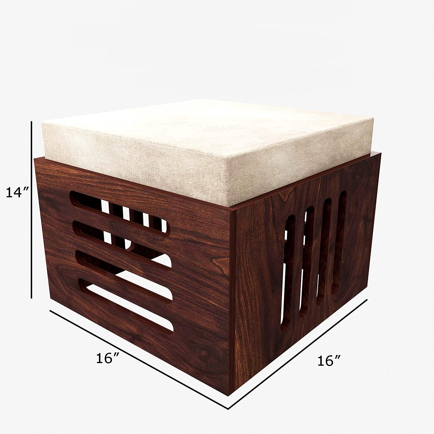 Solid Sheesham Wood Coffee Table for Living Room/Center Table with 4 Stools