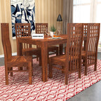 Sheesham Wood Dining Table(57x35) with 6 Chairs | 6 Seater Dining Set | Wooden Dining Table with Chair - Dining Room Furniture