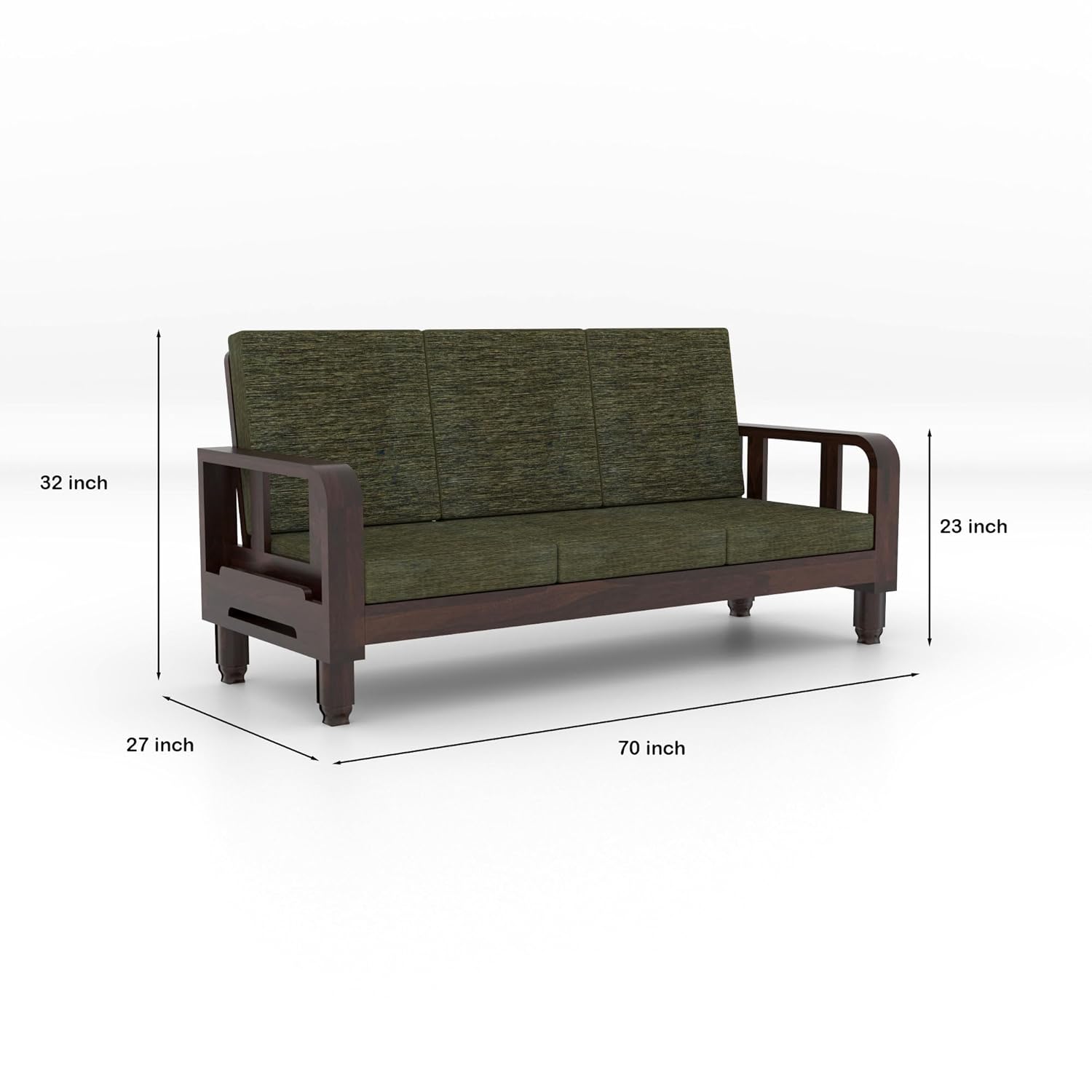 Solid Wood 6 Seater Wooden Sofa Set for Living Room Furniture 6 Seater 3+2+1 Fabric Sofa Set with Center Table
