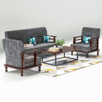 Solid Wood 5 Seater Wooden Sofa Set for Living Room Furniture Fabric 5 Seater Sofa