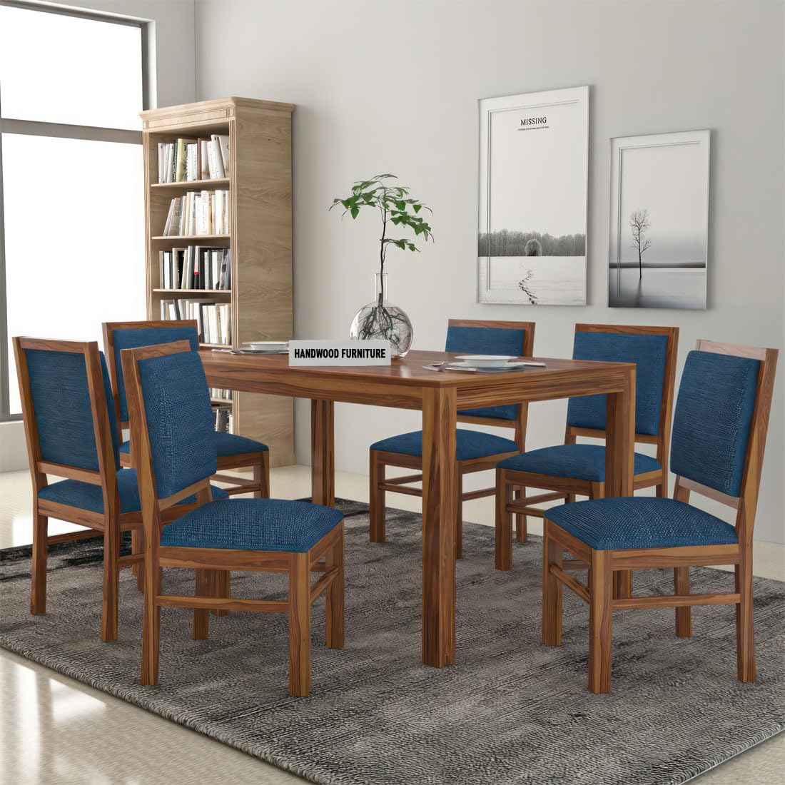 Premium Dining Room Furniture Wooden Dining Table with 6 Chairs | Solid Wood 6 Seater Dining Set
