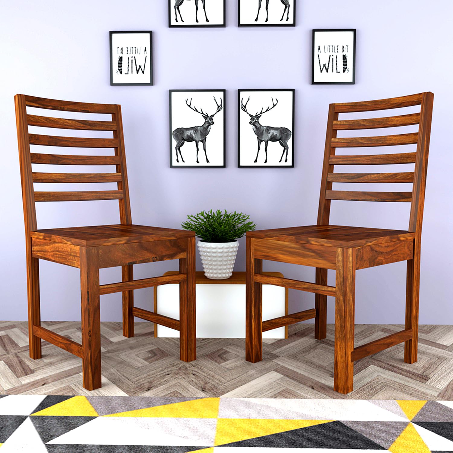 Modern Home Furniture | Solid Wood Dining Chair Set of 2 | Study & Multipurpose Chair for Home & Office