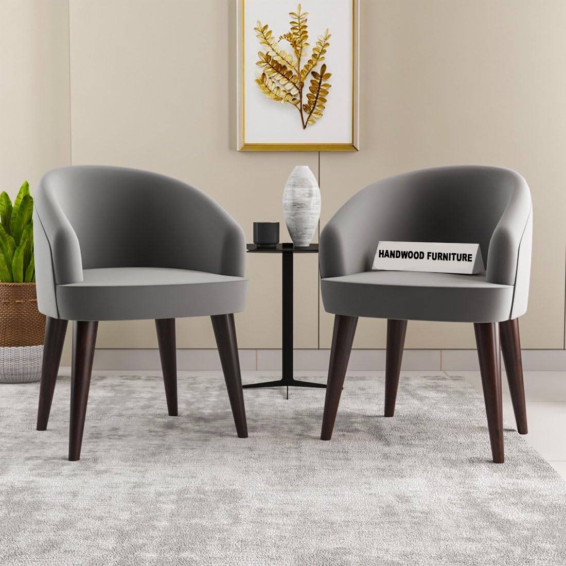Modern Home Furniture|Solid Wood Cushion Dining Chair Set of 2 with Velvet Fabric | Study Chair for Home & Office