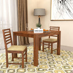 Premium Sheesham Wood Dining Table(45x30) with 2 Chairs | 2 Seater Dining Set | Wooden Dining Table with Chair | Dining Room Furniture