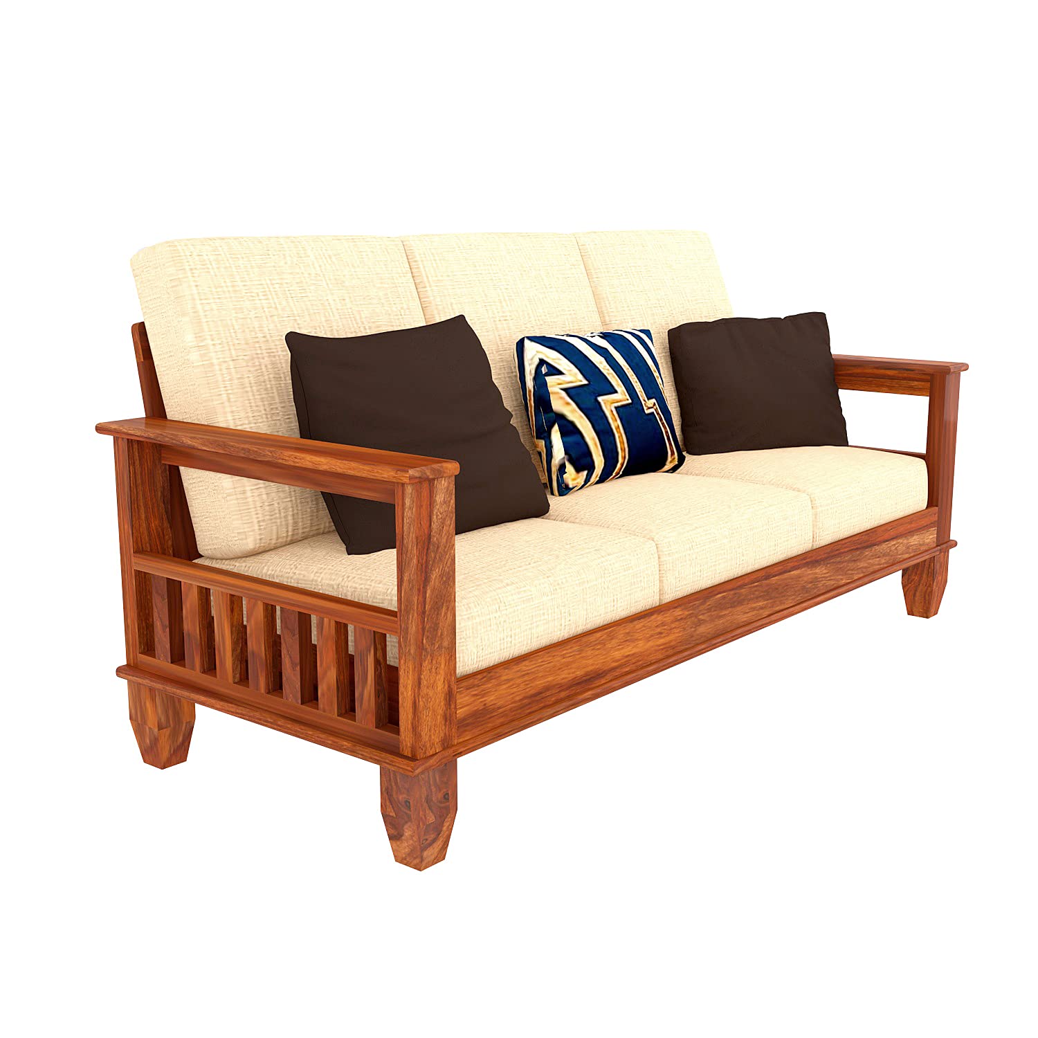 Solid Sheesham Wood Sofa Set , Living Room Furniture (3+1+1 with Center Table) 5 Seater