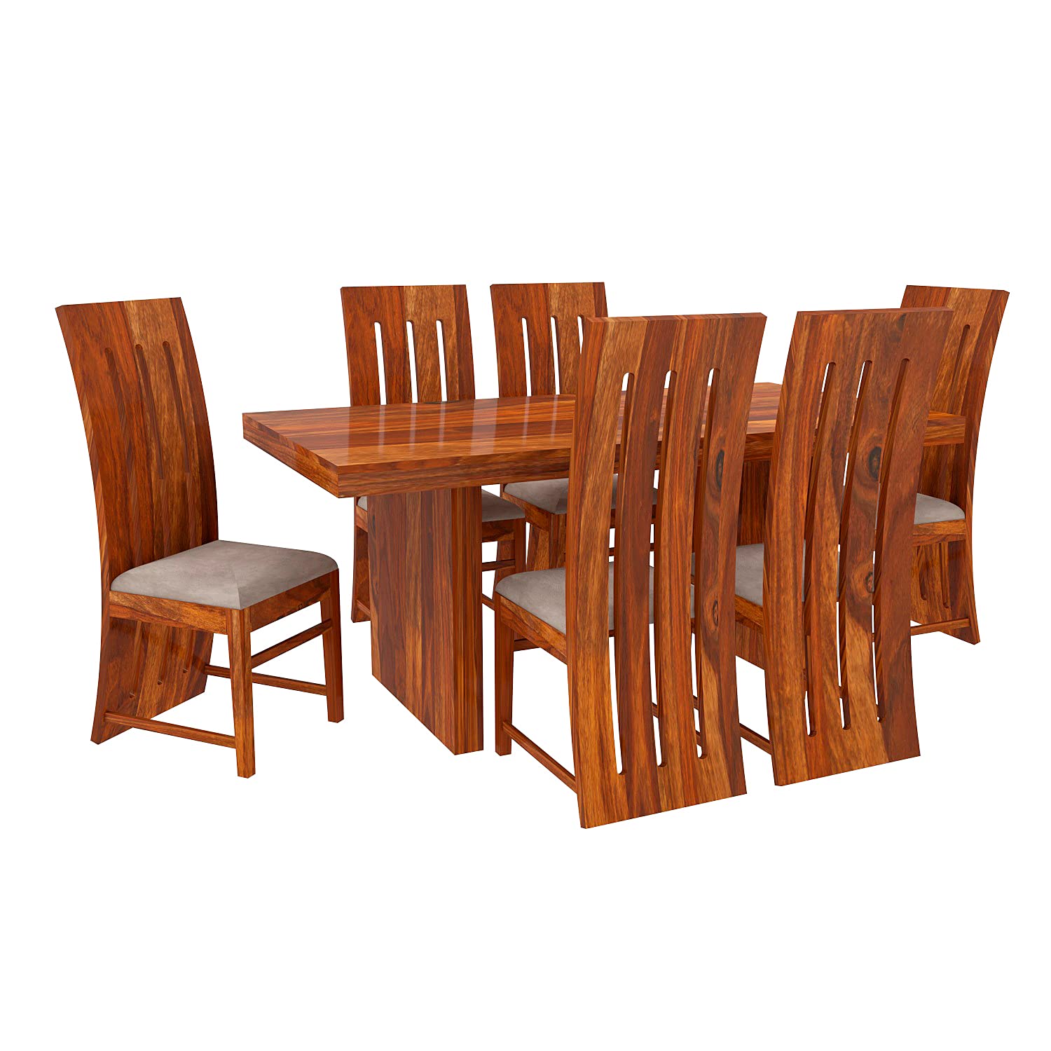 Sheesham Wood Dining Table (68x35) with 6 Chairs | 6 Seater Dining Set | Wooden Dining Table with Chair - Dining Room Furniture