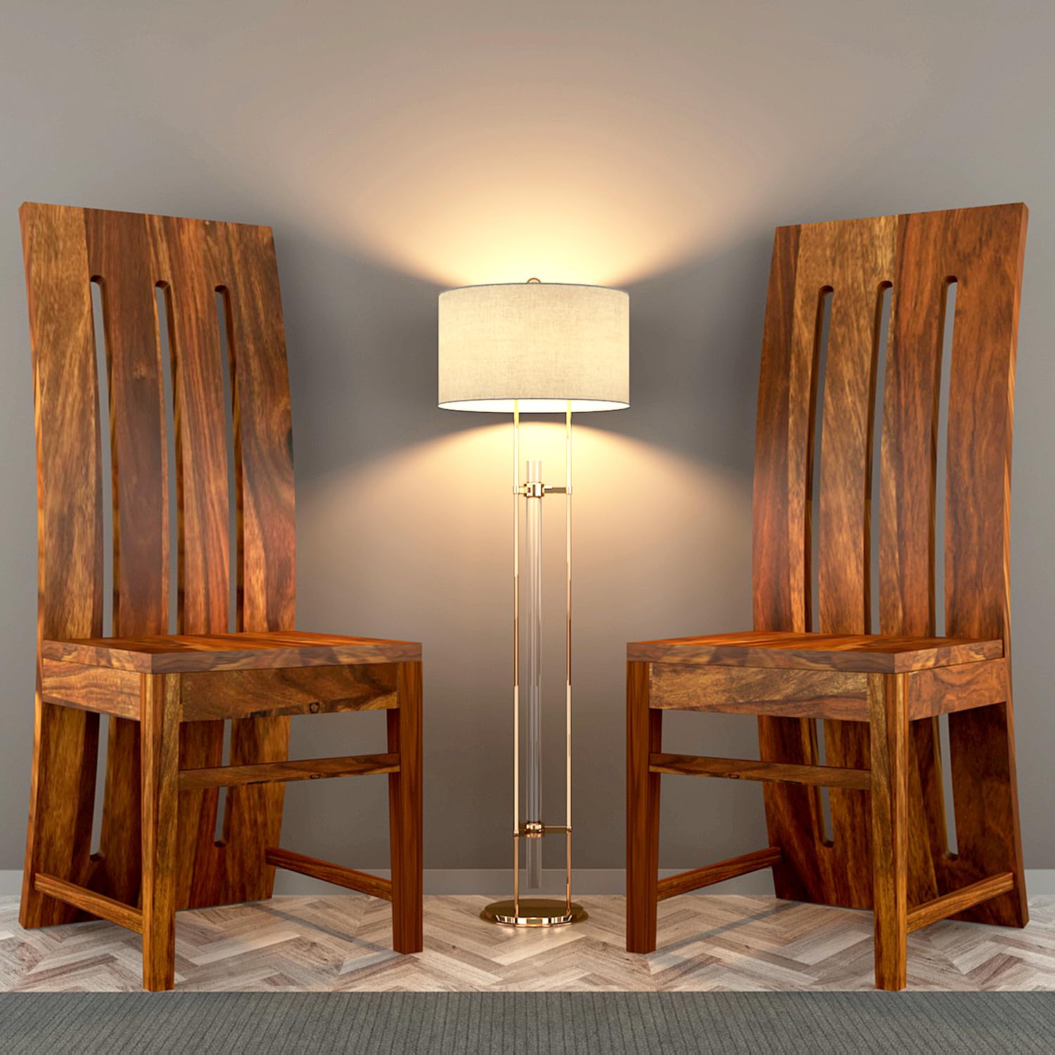 Modern Home Furniture | Solid Wood Dining Chair Set of 2 | Study & Multipurpose Chair for Home & Office | Honey Finish | Pre Assembled (Ready to Use)