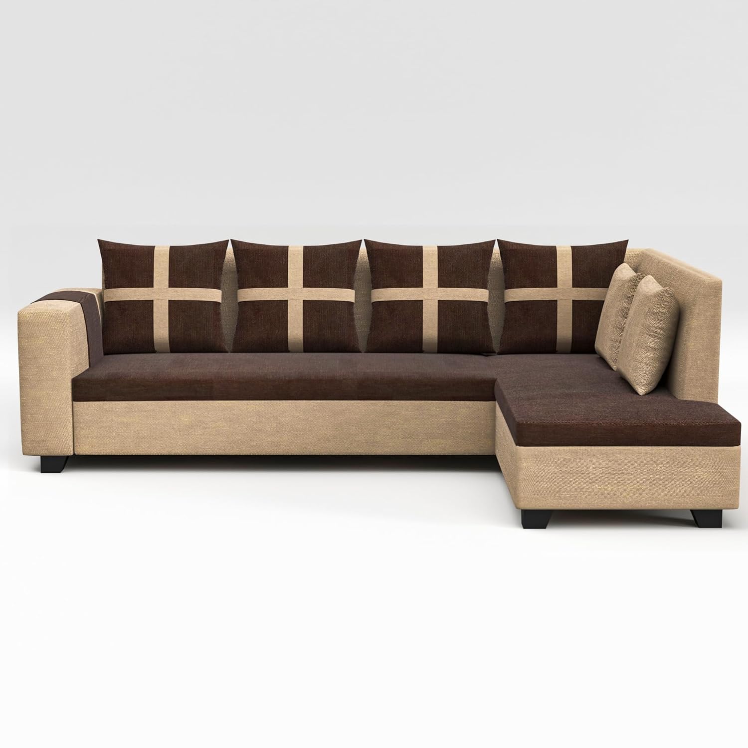 8 Seater Sofa Set, L Shape Sofa (Right Facing) 2 Ottoman, 6 Small Pillow with Coffee Table | Sofa for Home & Office Furniture