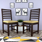 Modern Home Furniture | Solid Wood Dining Chair Set of 2 | Multipurpose Chair for Home & Office | Honey Finish with Cream Cushions