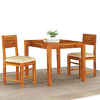 Sheesham Wood Dining Table Square (34x34 inch) with 2 Chair | 2 Seater Dining Set