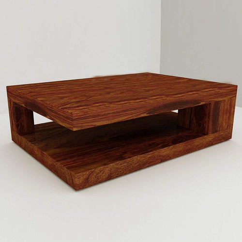 KendalWood Furniture Solid Wood Rectangle Shape Coffee Table for Living Room | Sofa Center Table - Natural Brown