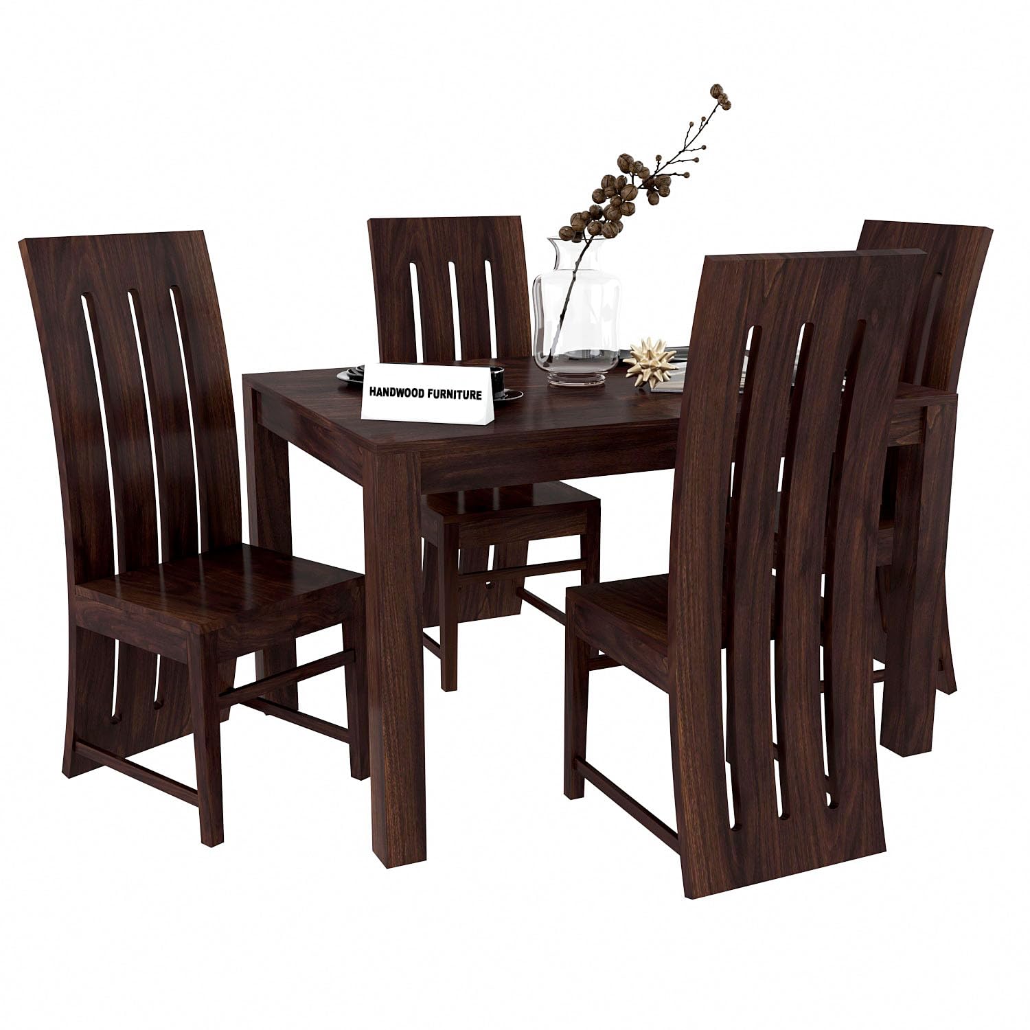 Premium Sheesham Wood Dining Table (45x30) with 4 Chairs | 4 Seater Dining Set | Wooden Dining Table with Chair | Dining Room Furniture