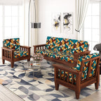 Solid Wood 5 Seater Fabric Sofa Set for Living Room Furniture | Wooden 3+1+1 Sofa Set for Home & Office