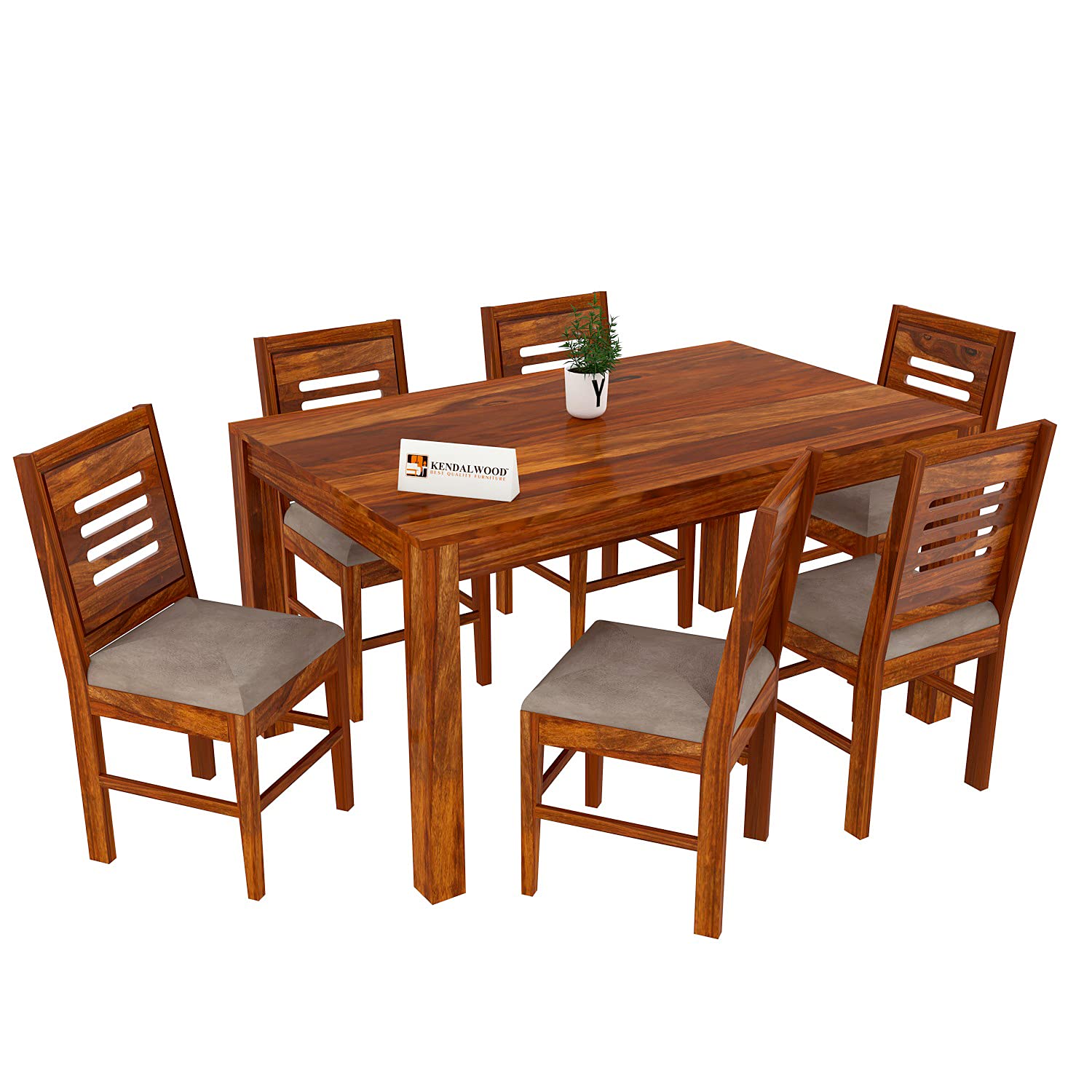 Sheesham Wood Dining Table(57x35) with 6 Chairs | 6 Seater Dining Set | Wooden Dining Table with Chair - Dining Room Furniture