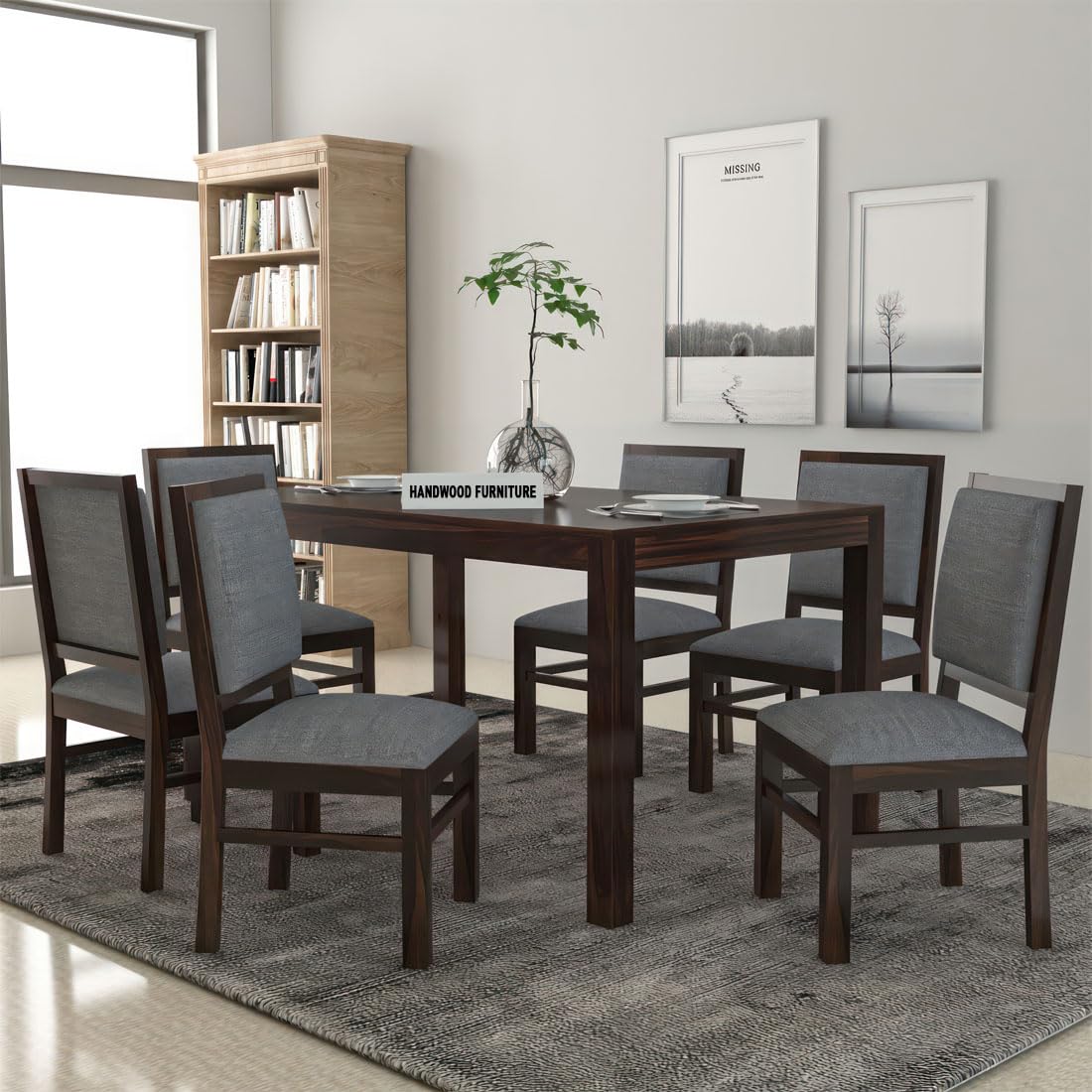 Premium Dining Room Furniture Wooden Dining Table with 6 Chairs | Solid Wood 6 Seater Dining Set