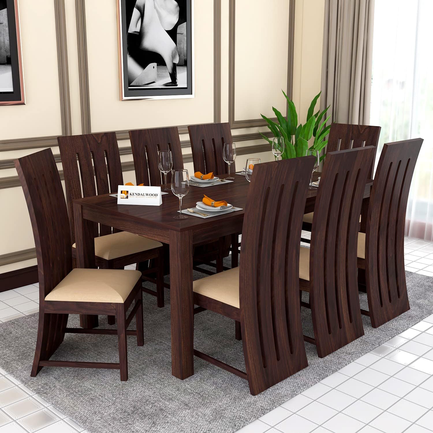 Solid (Sheesham) Wood Dining Table with 8 Chairs | 8 Seater Dining Set