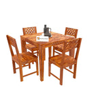 Sheesham Wood CNC Cuting Dining Table with Chairs & | Dining Room Furniture 4 Seater Dining Set