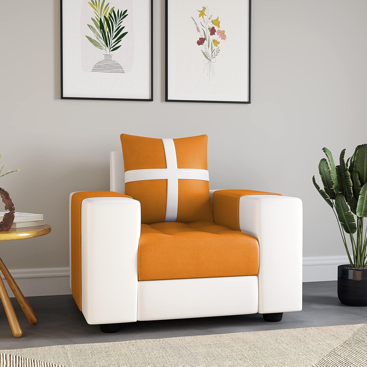 1 Seater Fabric Sofa Set for Living Room Furniture | Fabric 1 Seater Sofa Set | Sofa for Home & Office