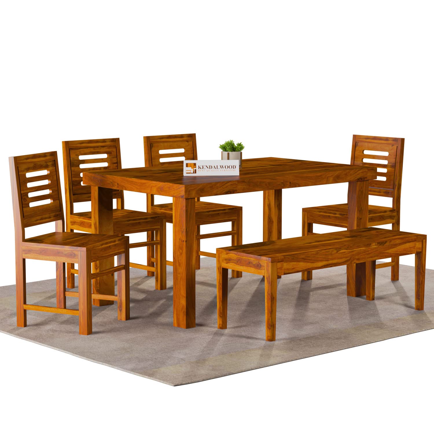 Sheesham Wood Dining Table(57x35) with 6 Chairs | 6 Seater Dining Set | Wooden Dining Table with Chair - Dining Room Furniture