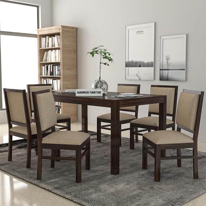 Premium Dining Room Furniture Wooden Dining Table with 6 Chairs | Solid Wood 6 Seater Dining Set