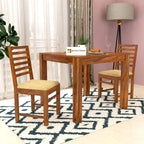 Sheesham Wood Dining Table Square (34x34 Inch) with 2 Chairs | Wooden Dining Table with Chair - Dining Room Furniture