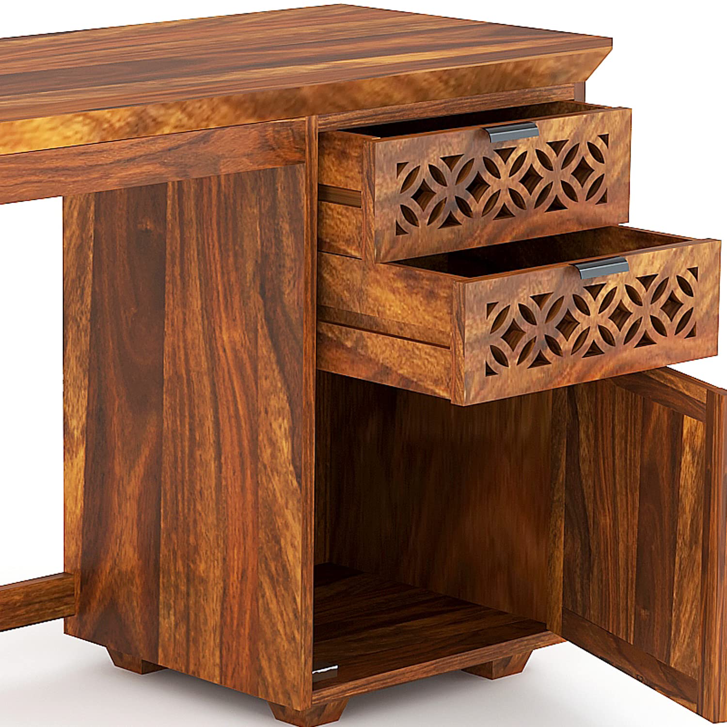 Laptop Table Living Room Table (Without Chair), Office Desk Solid Wood Study Table (Honey Finish)