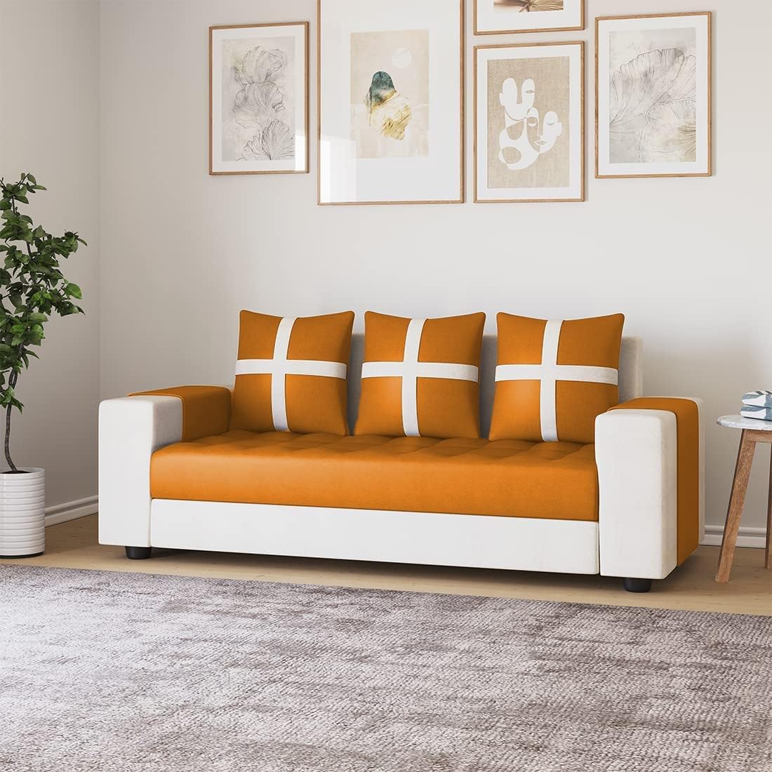 3 Seater Fabric Sofa Set for Living Room Furniture|Fabric 3-Person Sofa Set|Sofa for Home & Office